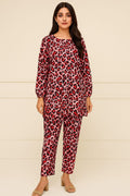 Summer Cotton All over 2pcs Premium Suit Red Tiger
