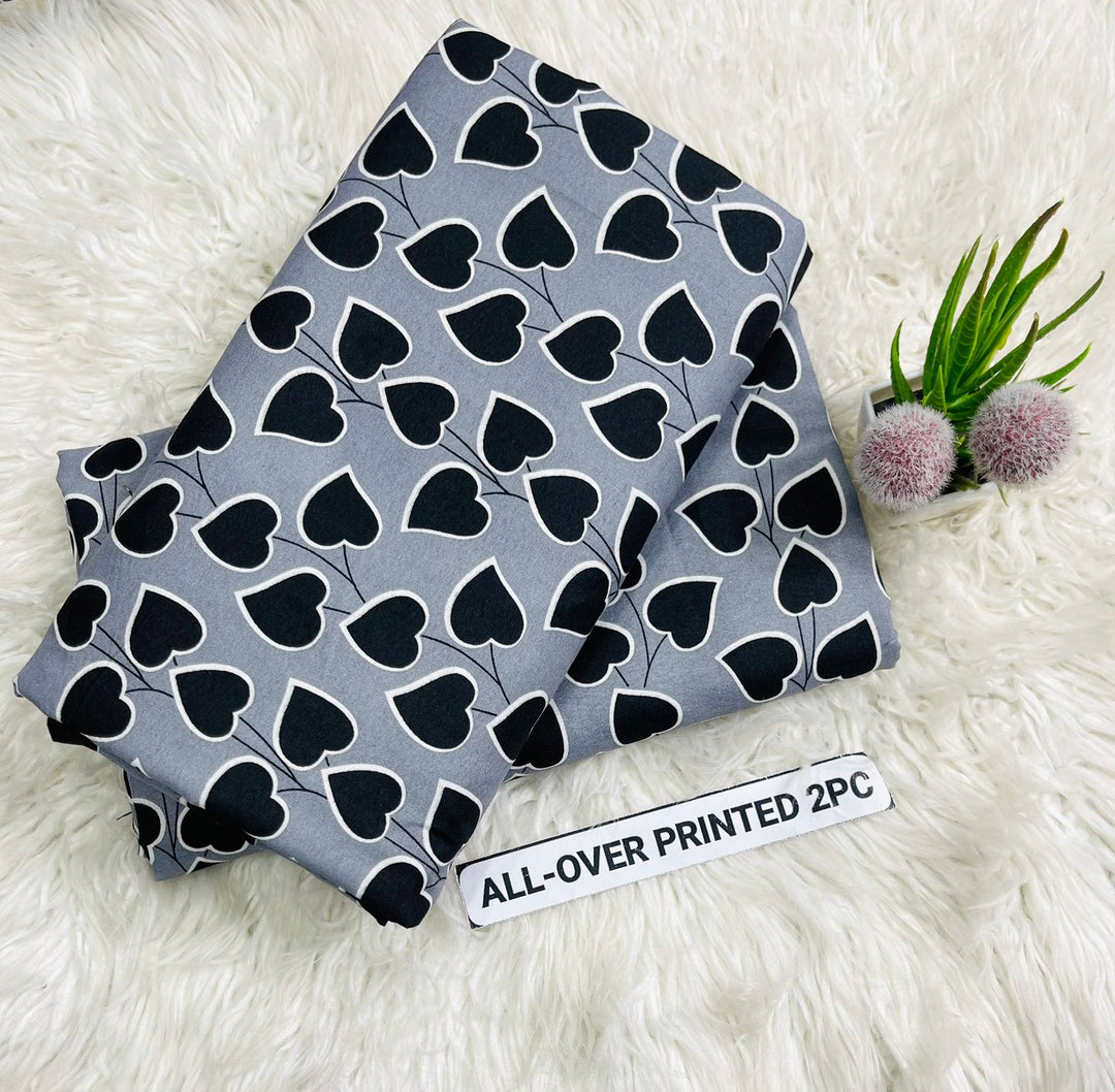 Summer Cotton All over 2pcs Premium Grey Black Hearts