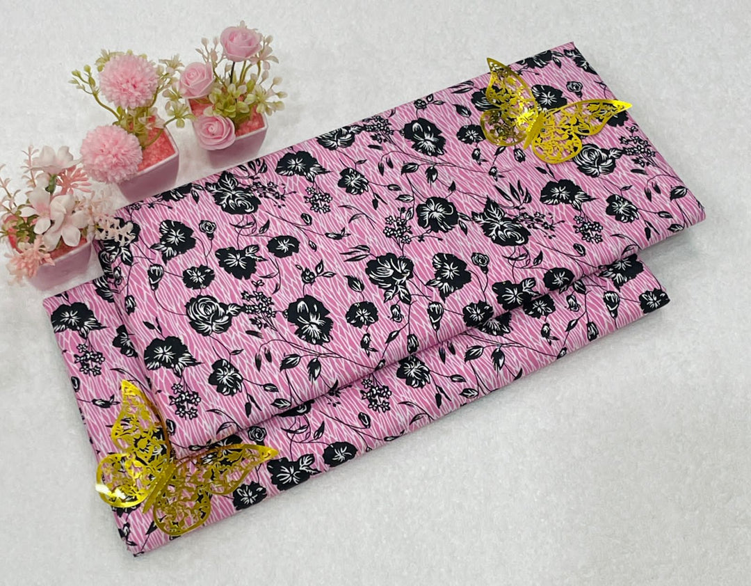 Micro Polo Cotton 2pcs Suit Pink black rose