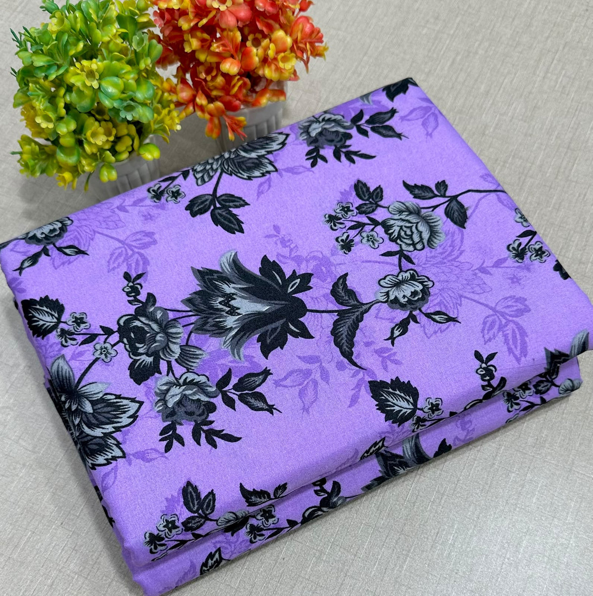 Summer Cotton All over 2pcs Premium Suit Purple Rani floral