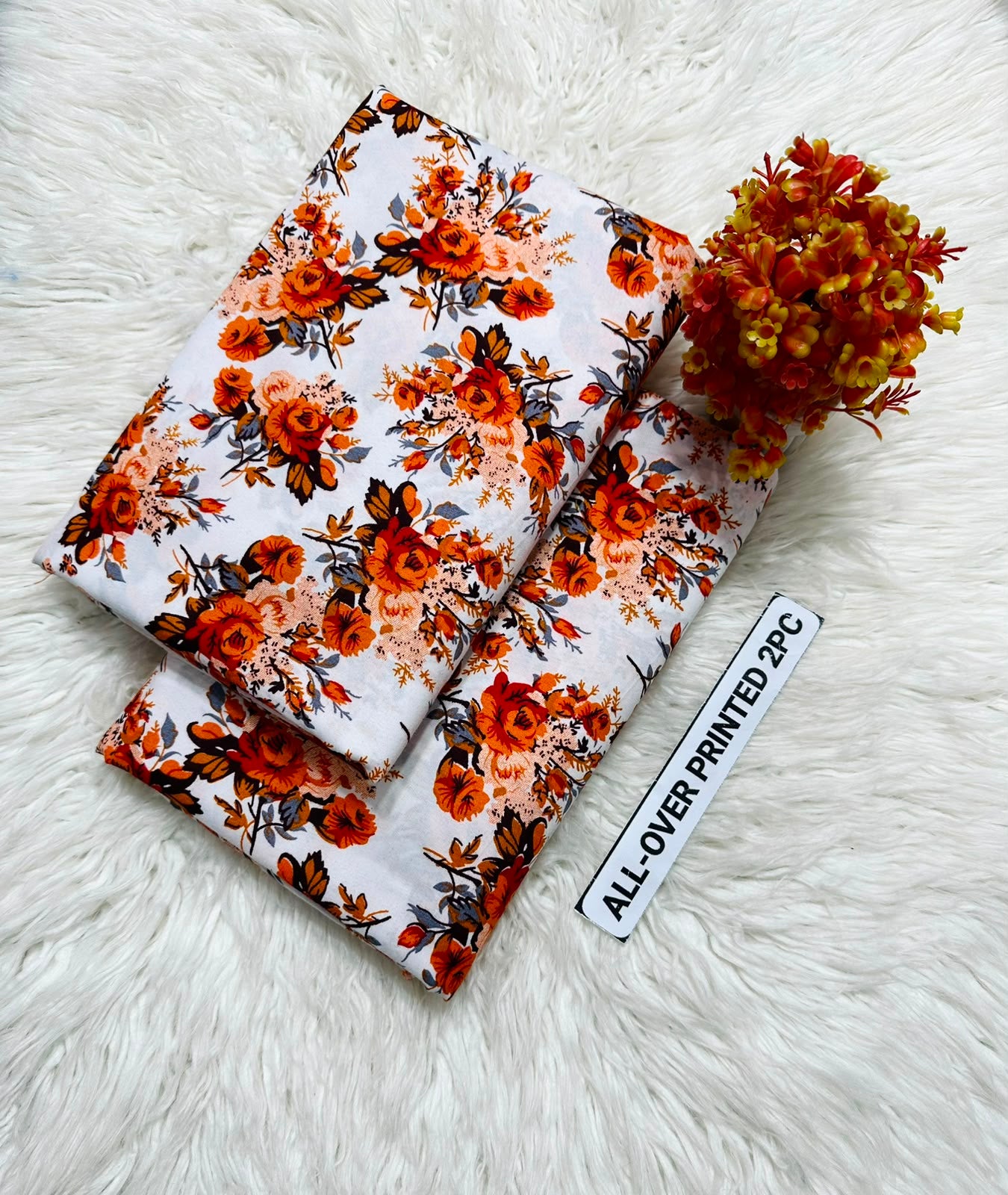 Summer Cotton All over 2pcs Premium NW White Orange FL