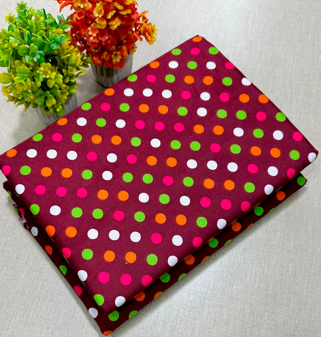 Summer Cotton All over 2pcs Premium Choco Maroon dots