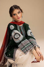 Jazmin Dhanak Embroidered 3Pcs Luxury Collection Green