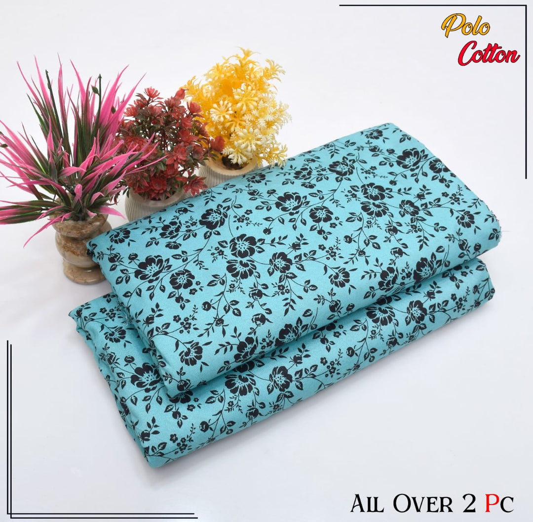 Micro Polo Cotton 2pcs Suit Blue Full Floral BT