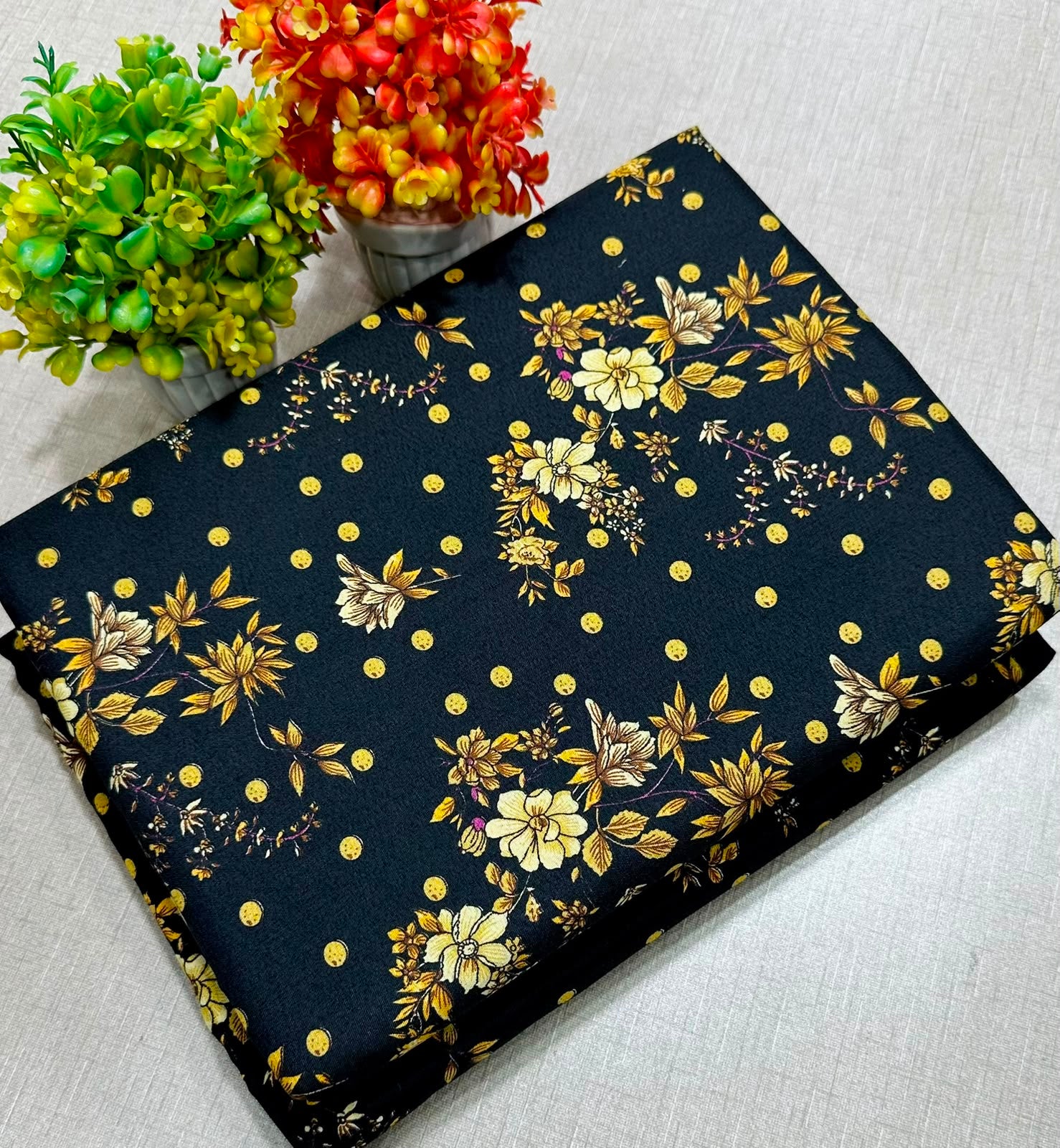 Summer Cotton All over 2pcs Premium Black Golden Floral