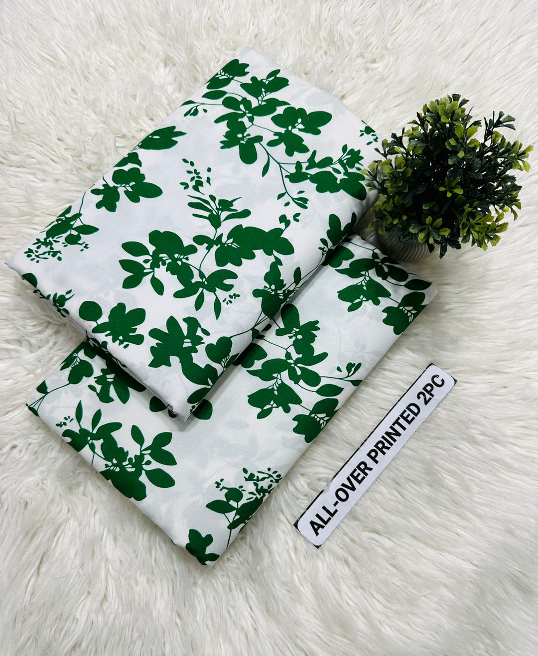 Summer Cotton All over 2pcs Premium PK White Green