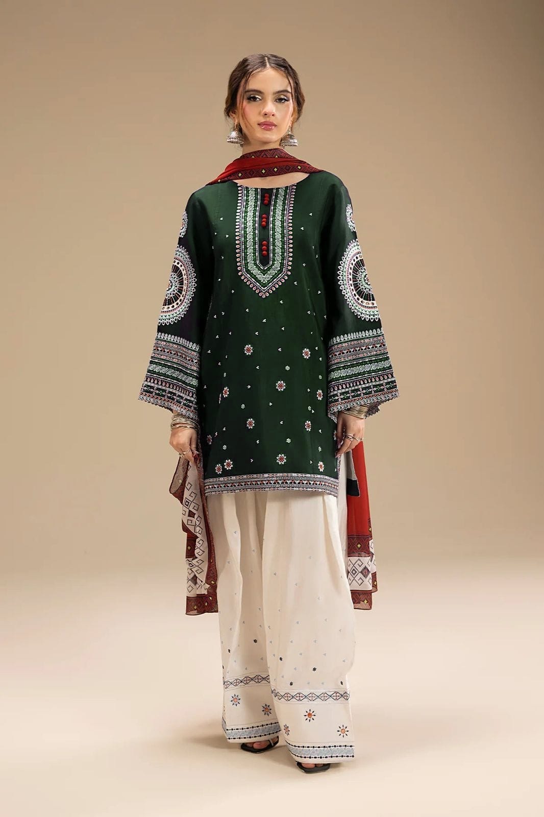 Jazmin Dhanak Embroidered 3Pcs Luxury Collection Green