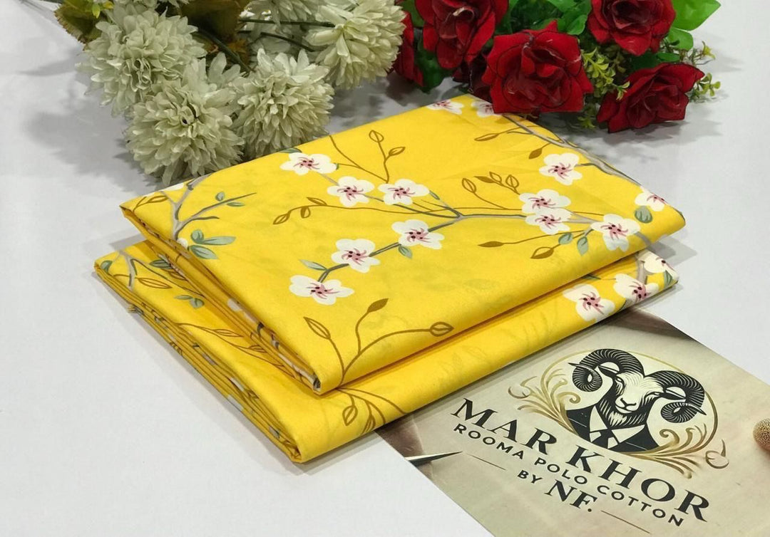 Micro Polo Cotton 2pcs Suit Yellow White FLR