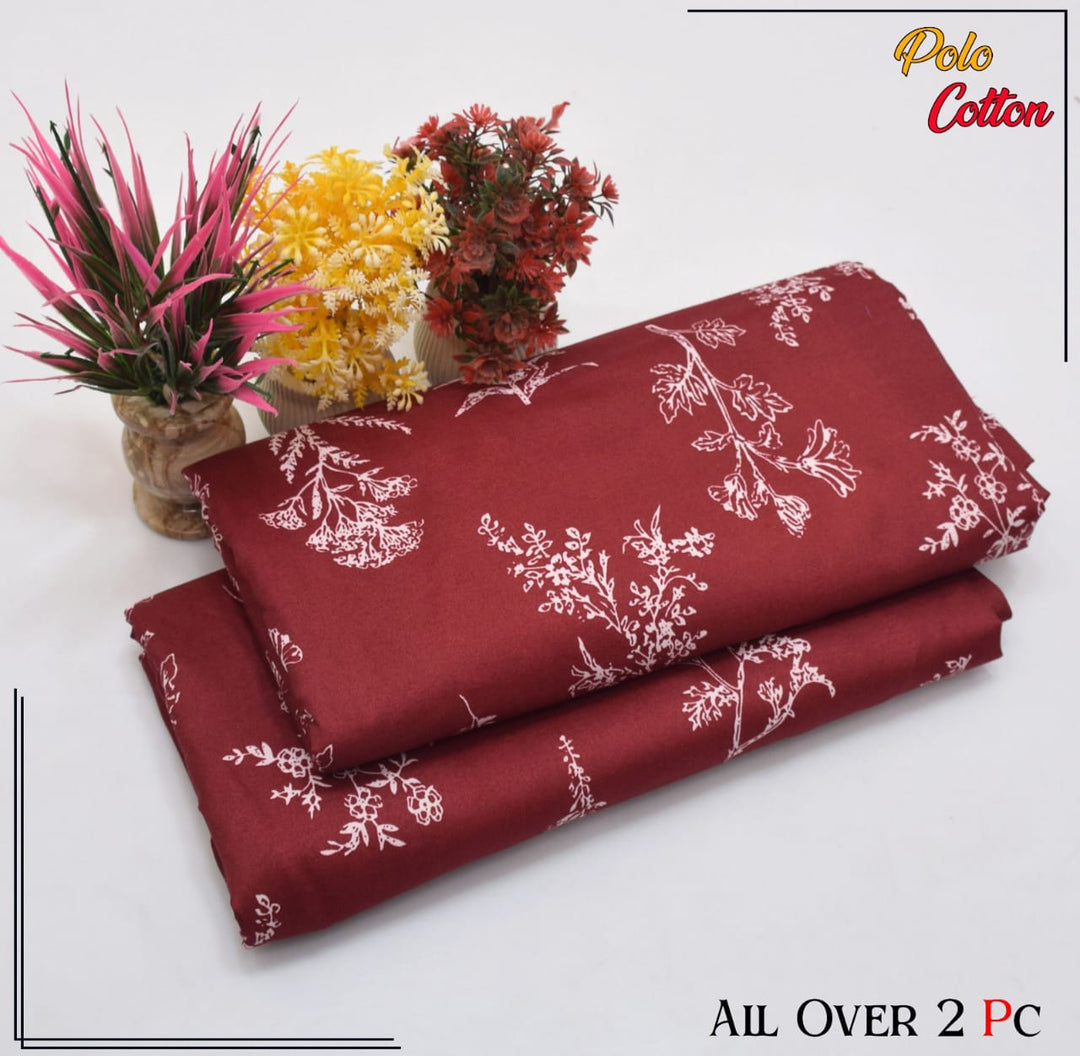 Micro Polo Cotton 2pcs Suit Meroon Tree WT