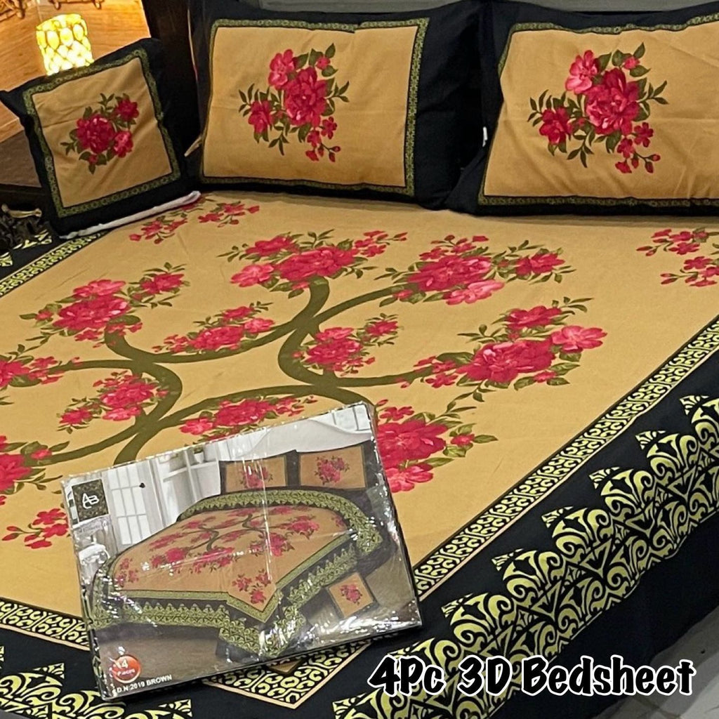 4Pcs 3D Panel Bedsheet Luxury King Size Bedsheets AYPN-00139