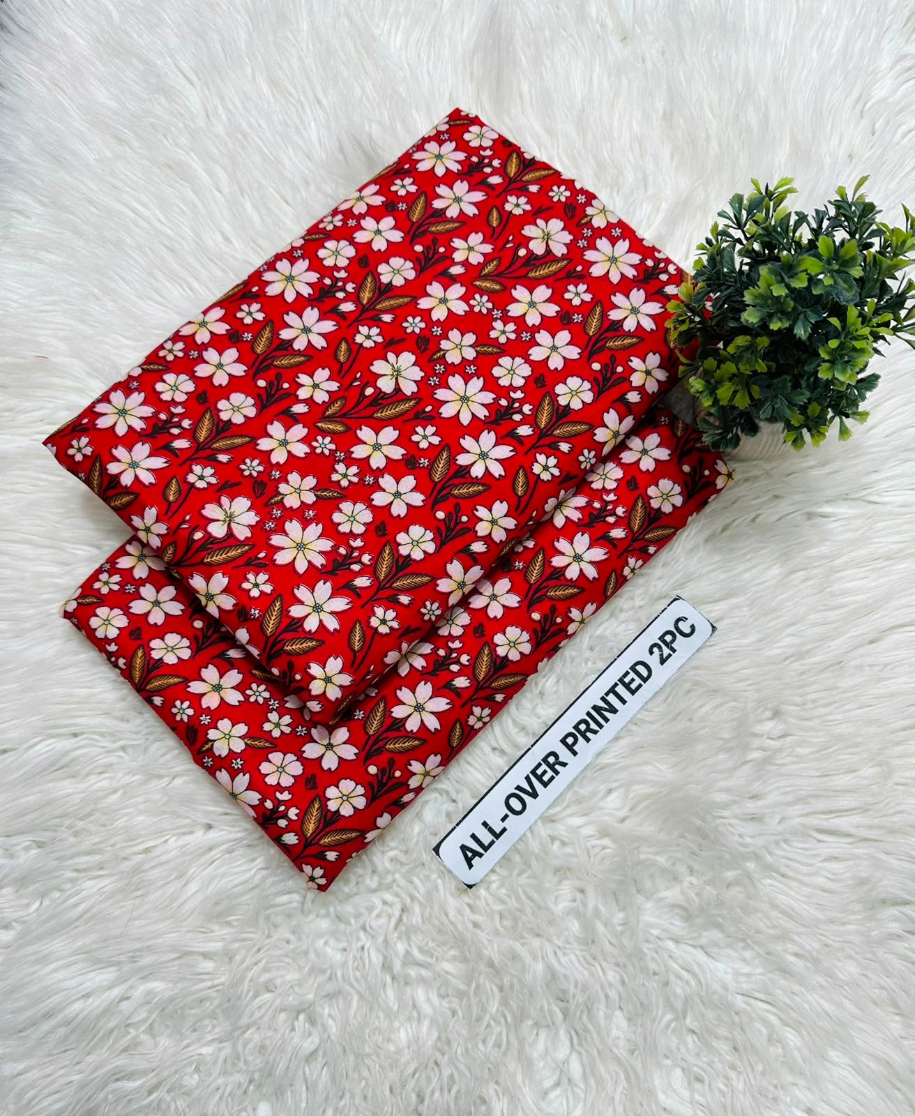 Summer Cotton All over 2pcs Premium Red sm Floral
