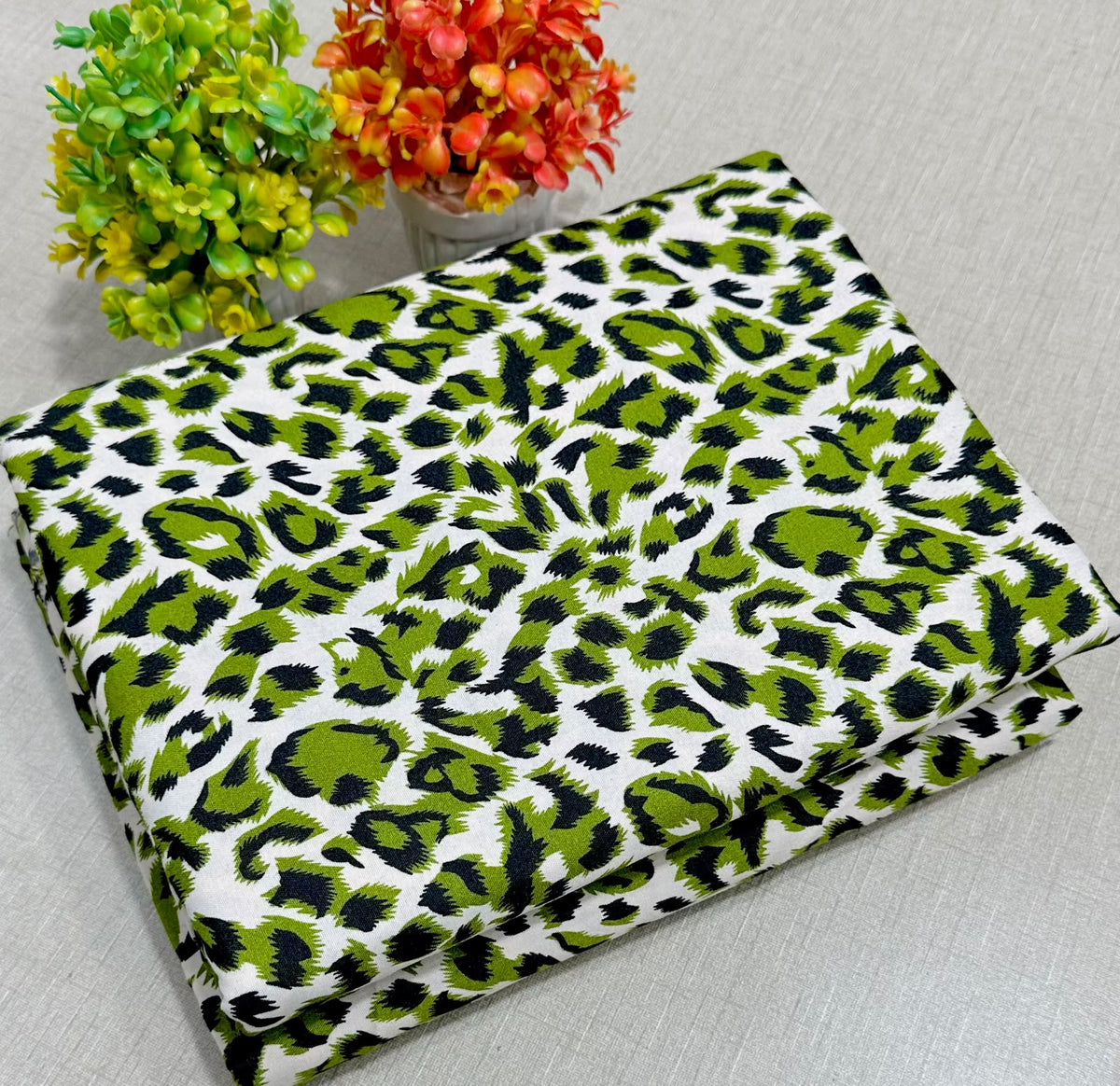 Summer Cotton All over 2pcs Premium Suit Green Tiger