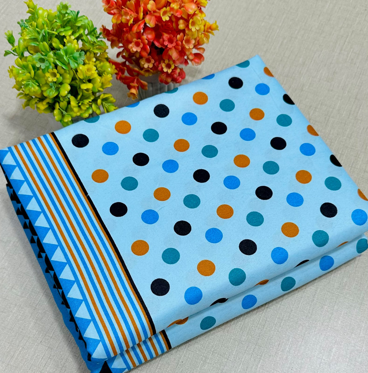 Summer Cotton All over 2pcs Premium Suit Sky SM dots