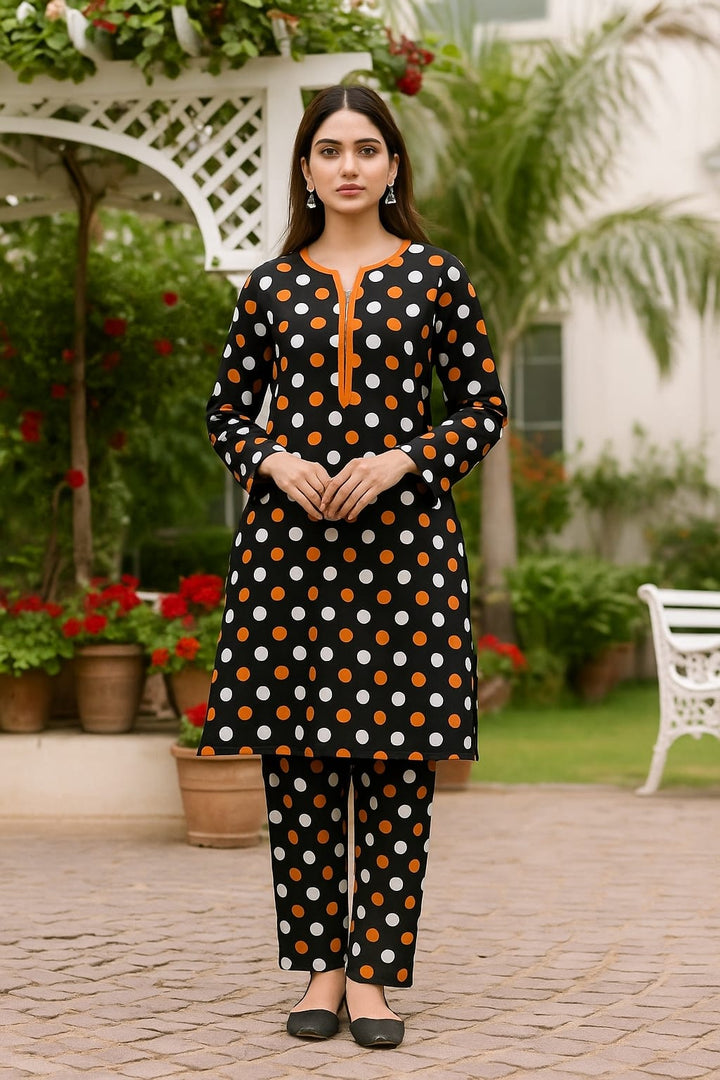 Micro Polo Cotton 2pcs Suit Round Orange white