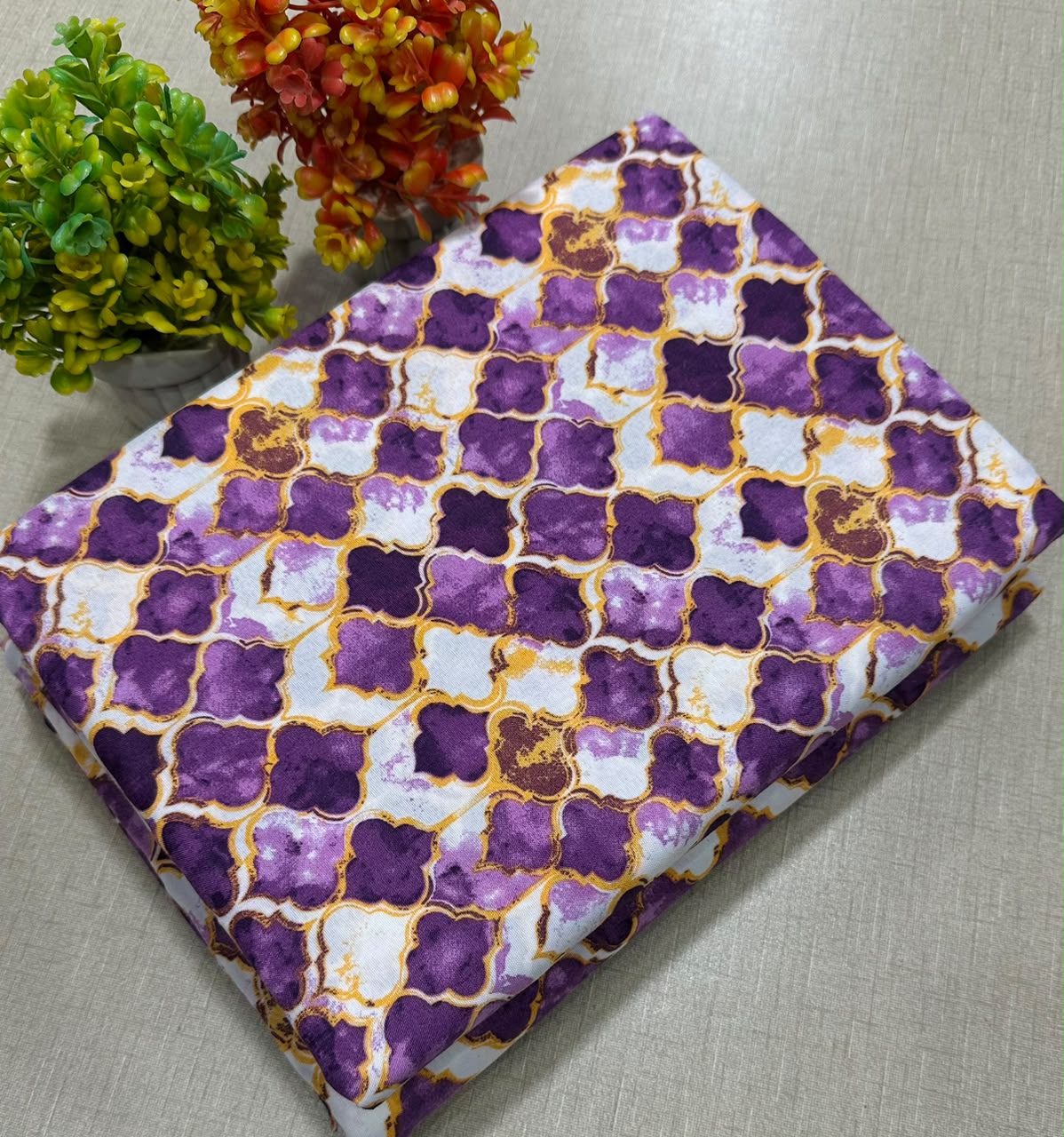 Summer Cotton All over 2pcs Premium Suit Purple Jewels