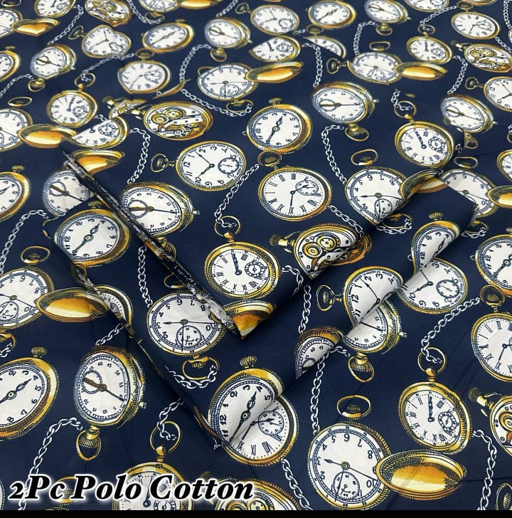 Micro Polo Cotton 2pcs Suit Clock Blue