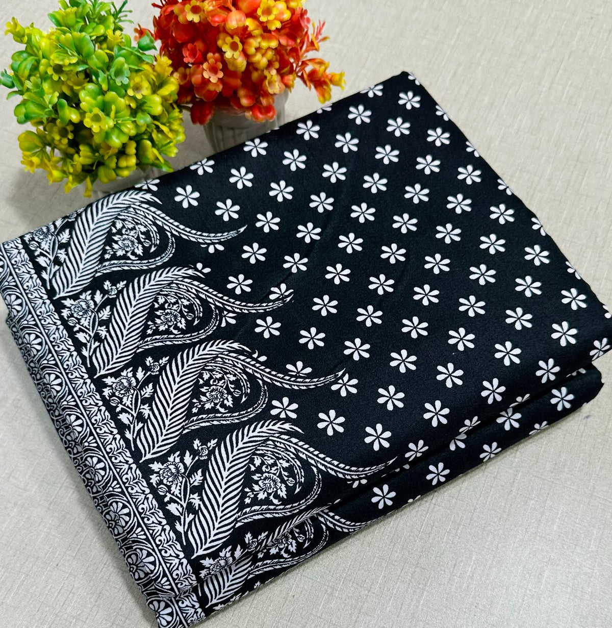 Summer Cotton All over 2pcs Premium Suit Black Jog Dots