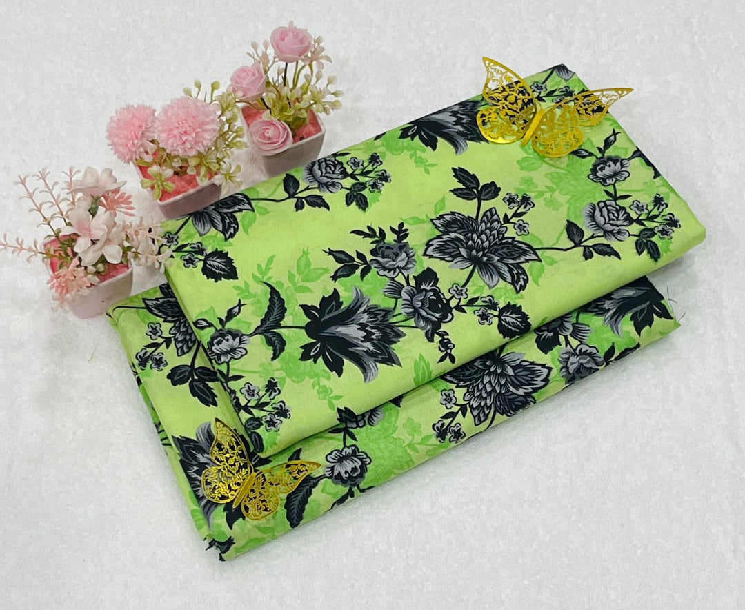 Micro Polo Cotton 2pcs Suit Green black Big Rose