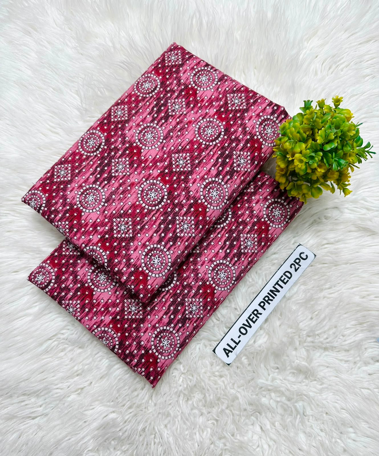 Summer Cotton All over 2pcs Premium NW Round Jewels Pink