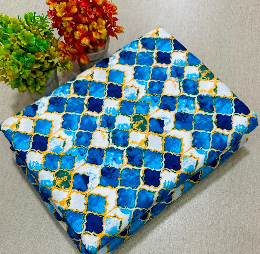 Summer Cotton All over 2pcs Premium Suit Sky Jewels