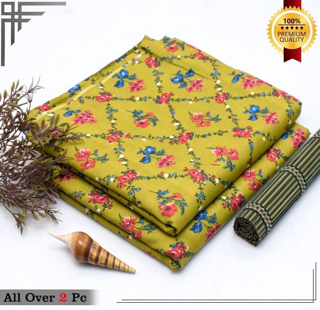 Micro Polo Cotton 2pcs Suit Olive Floral