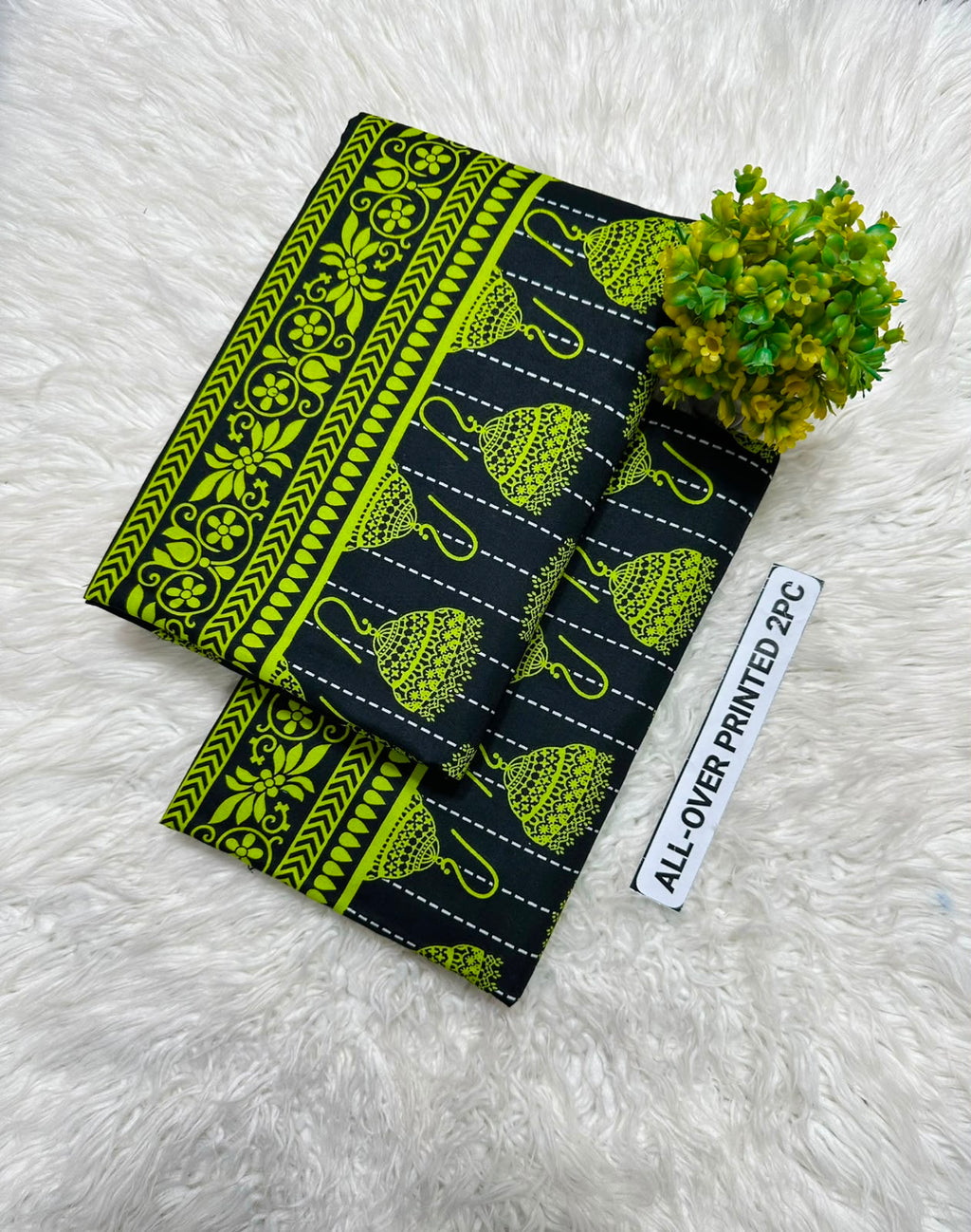 Summer Cotton All over 2pcs Premium NW Green Jhumka