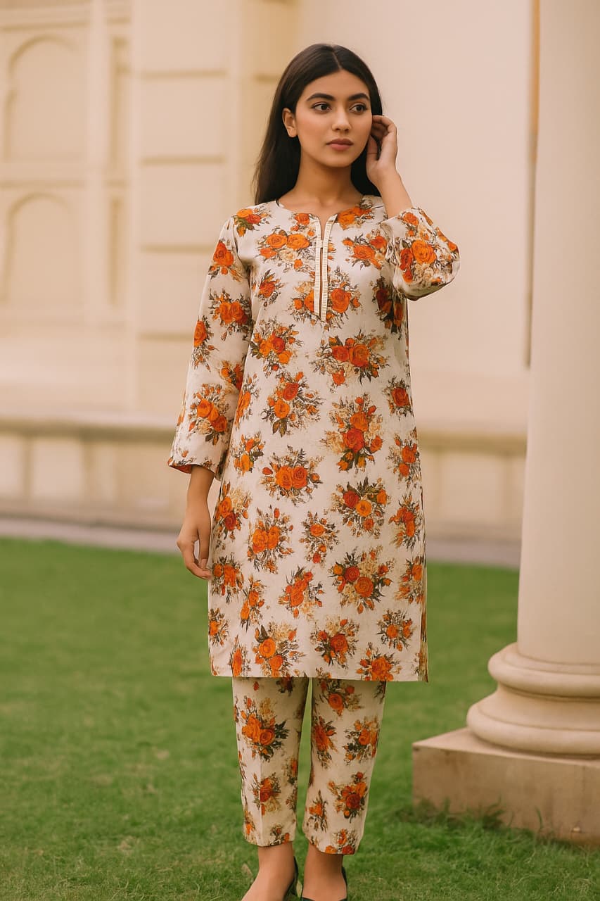 Micro Polo Cotton 2pcs Suit Amber Bloom