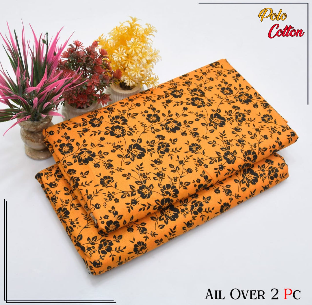 Micro Polo Cotton 2pcs Suit Orange Full Floral BT