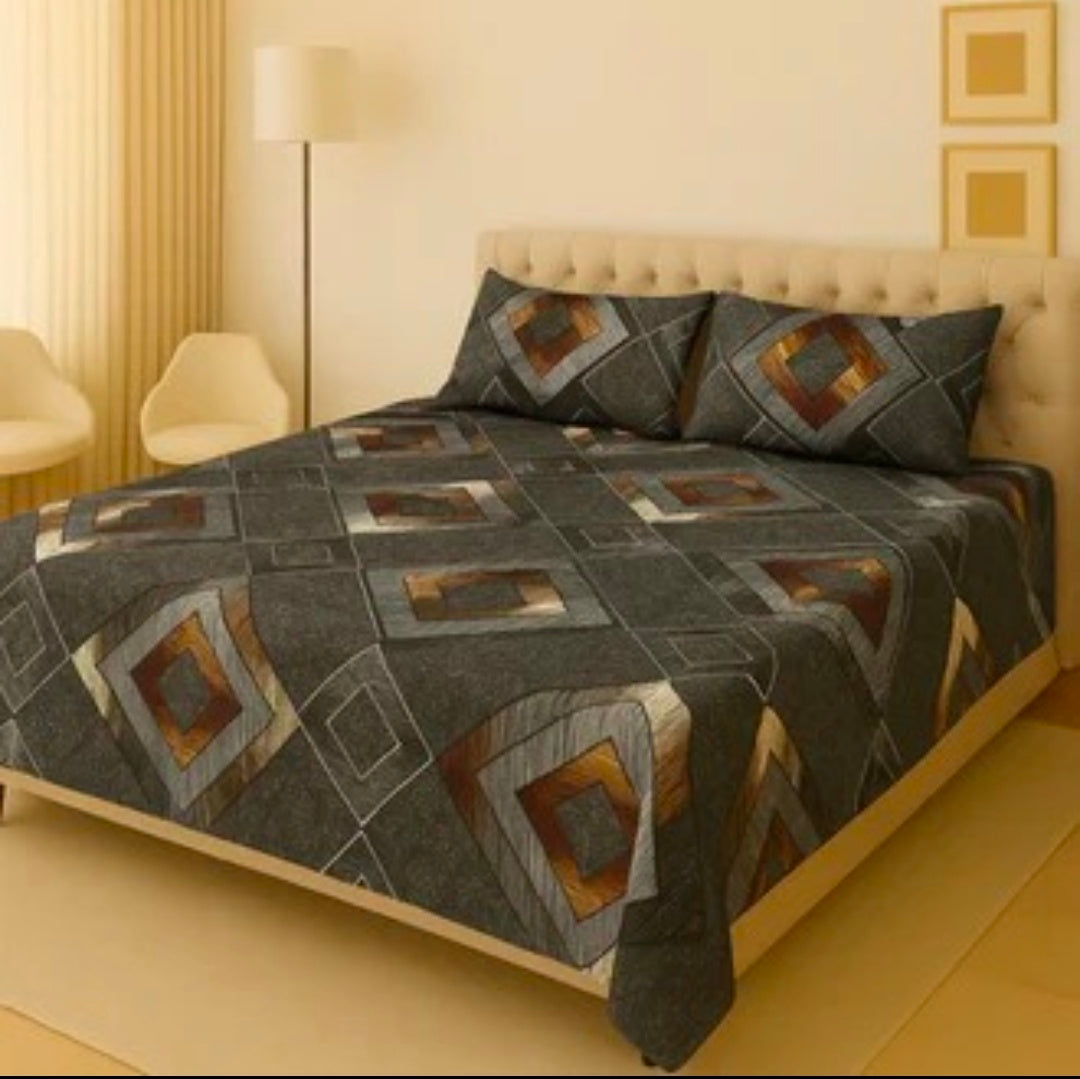 3D Leather Crystal Cotton Bedsheet AM3D-00243