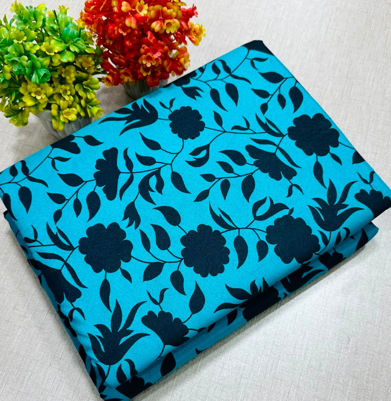 Summer Cotton All over 2pcs Premium Sky Black Floral Full