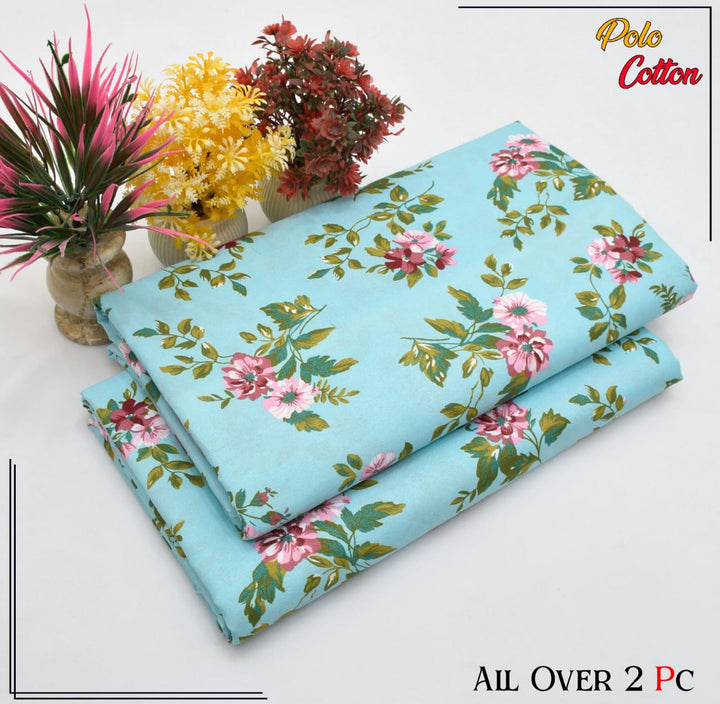 Micro Polo Cotton 2pcs Suit Sky Pink Floral