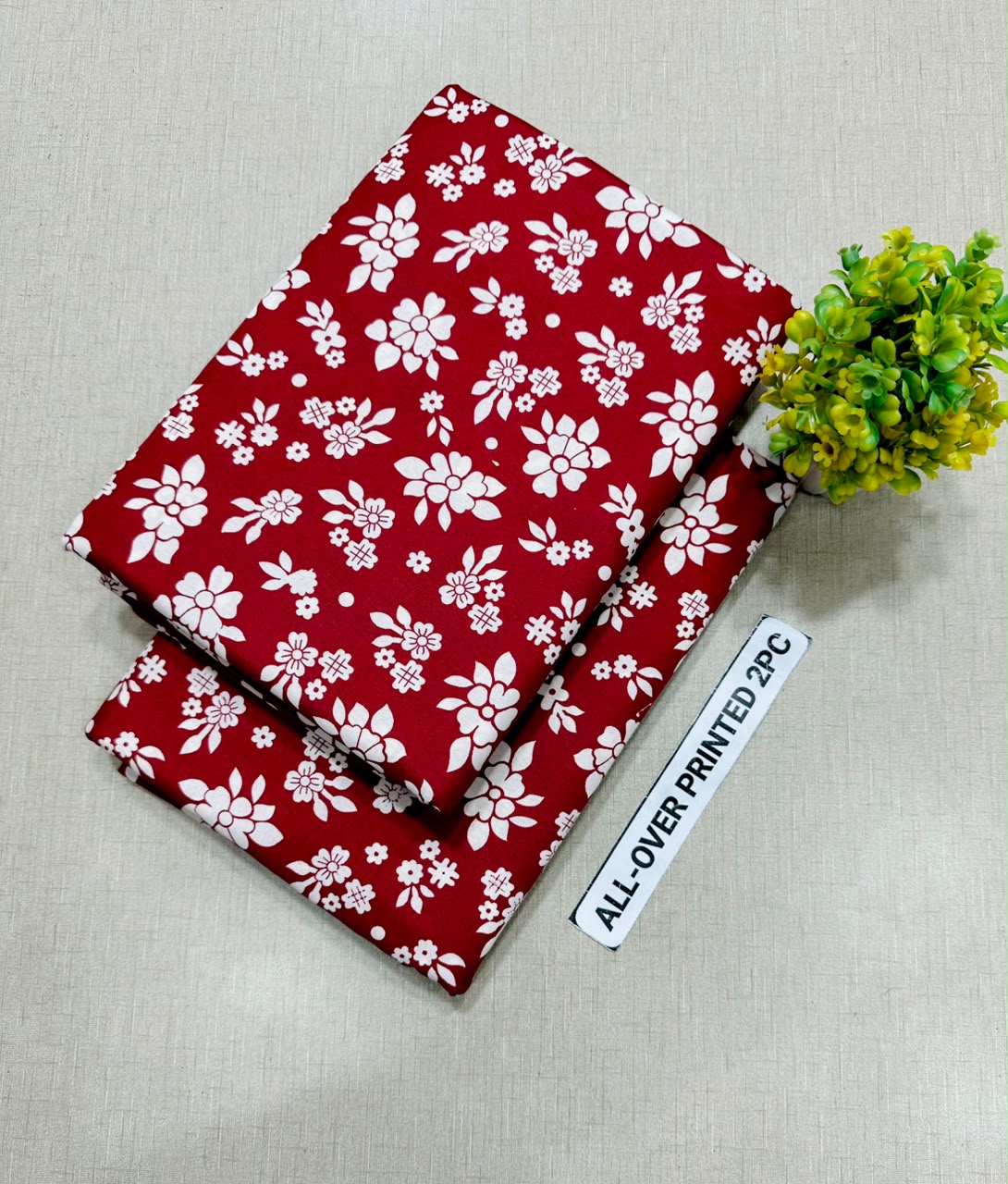 Summer Cotton All over 2pcs Premium Red White Floral
