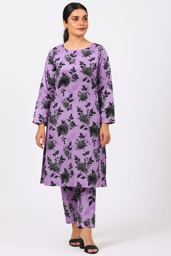 Micro Polo Cotton 2pcs Suit Lilac Shadow Ensemble