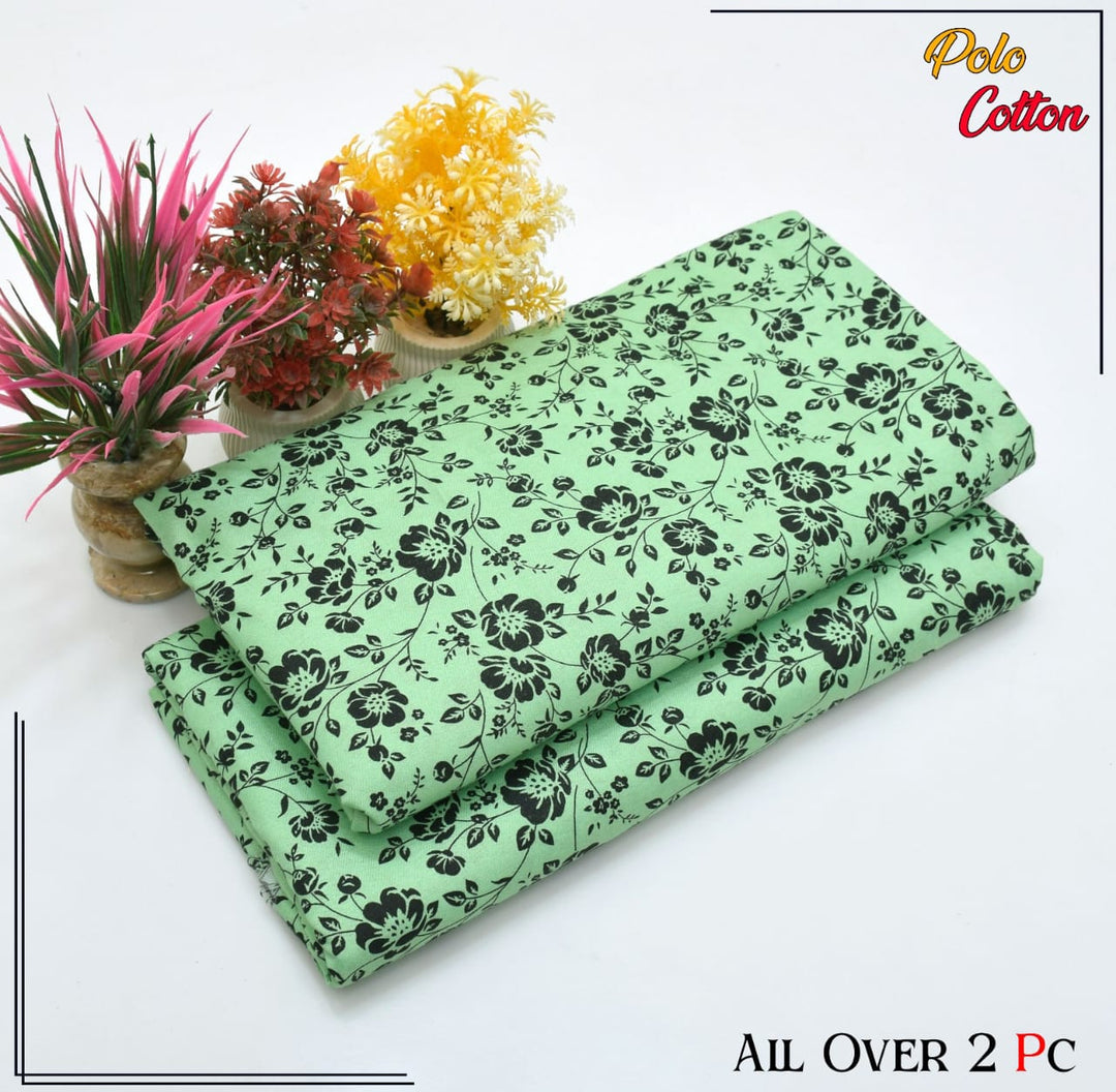 Micro Polo Cotton 2pcs Suit Green Full Floral BT