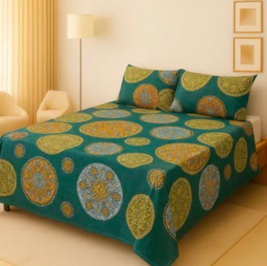 3D Leather Crystal Cotton Bedsheet AM3D-00268
