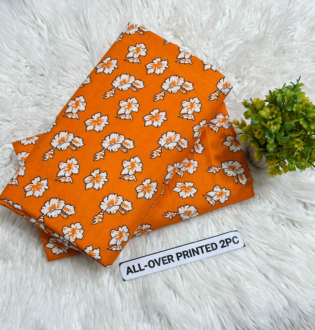 Summer Cotton All over 2pcs Premium Orange White Floral