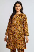 Summer Cotton All over 2pcs Premium Suit brown Tiger
