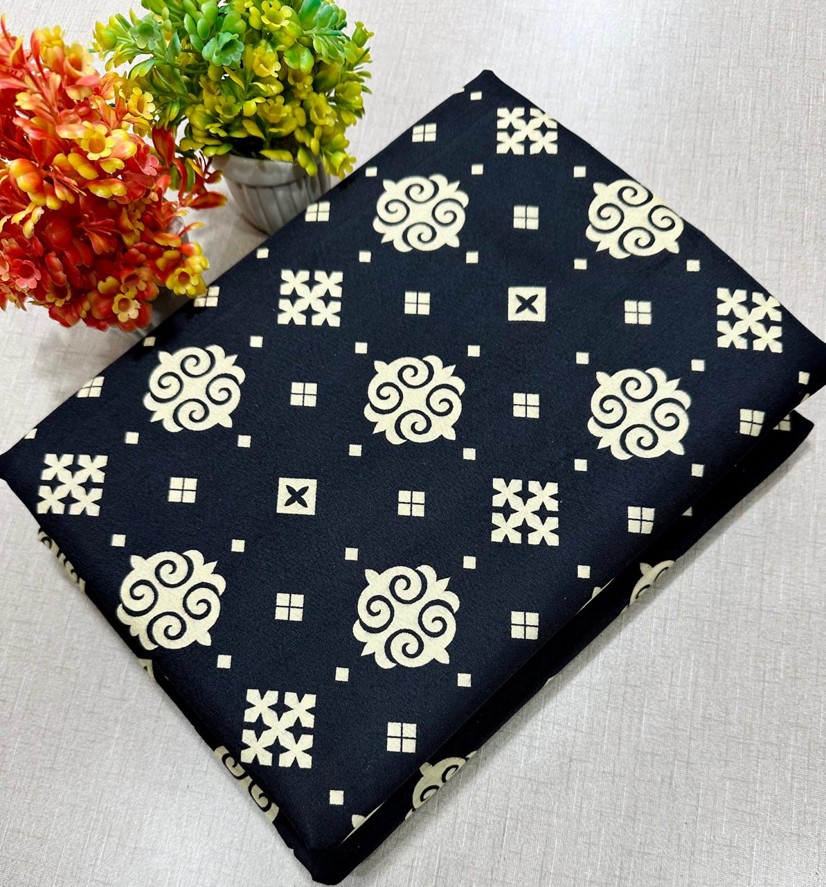 Summer Cotton All over 2pcs Premium Suit NW Taj Black