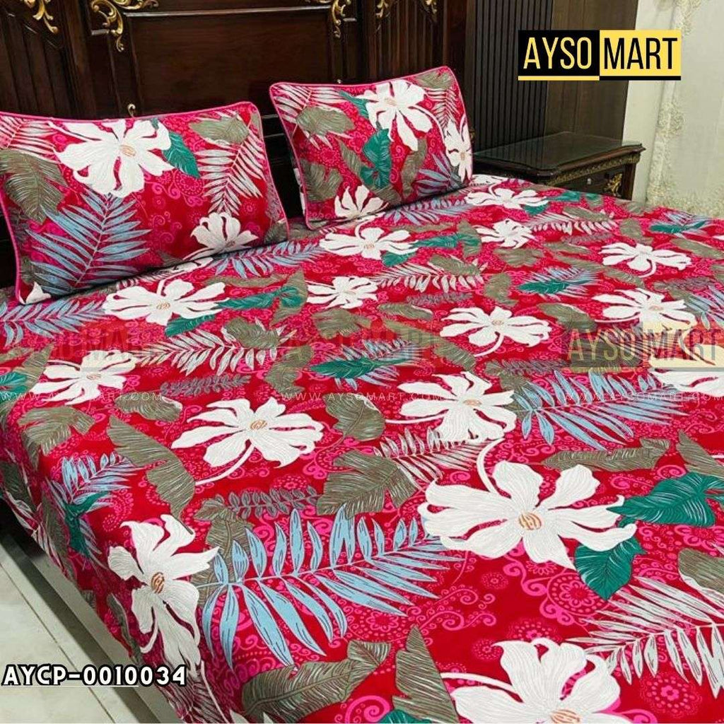 Redbud Floral 3D Crystal Cotton Plus Bedsheet AYCP-001034