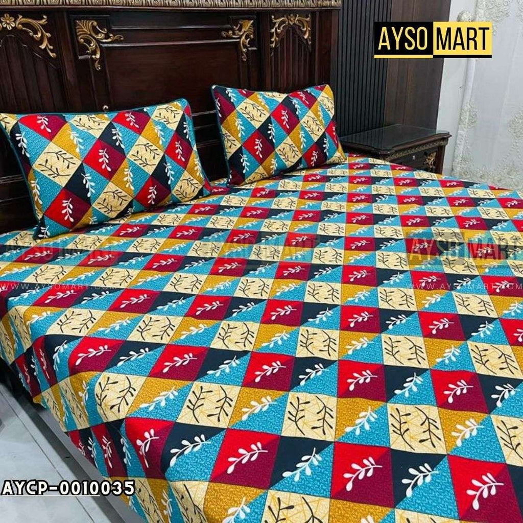 Multi Cherry Sky 3D Crystal Cotton Plus Bedsheet AYCP-001035