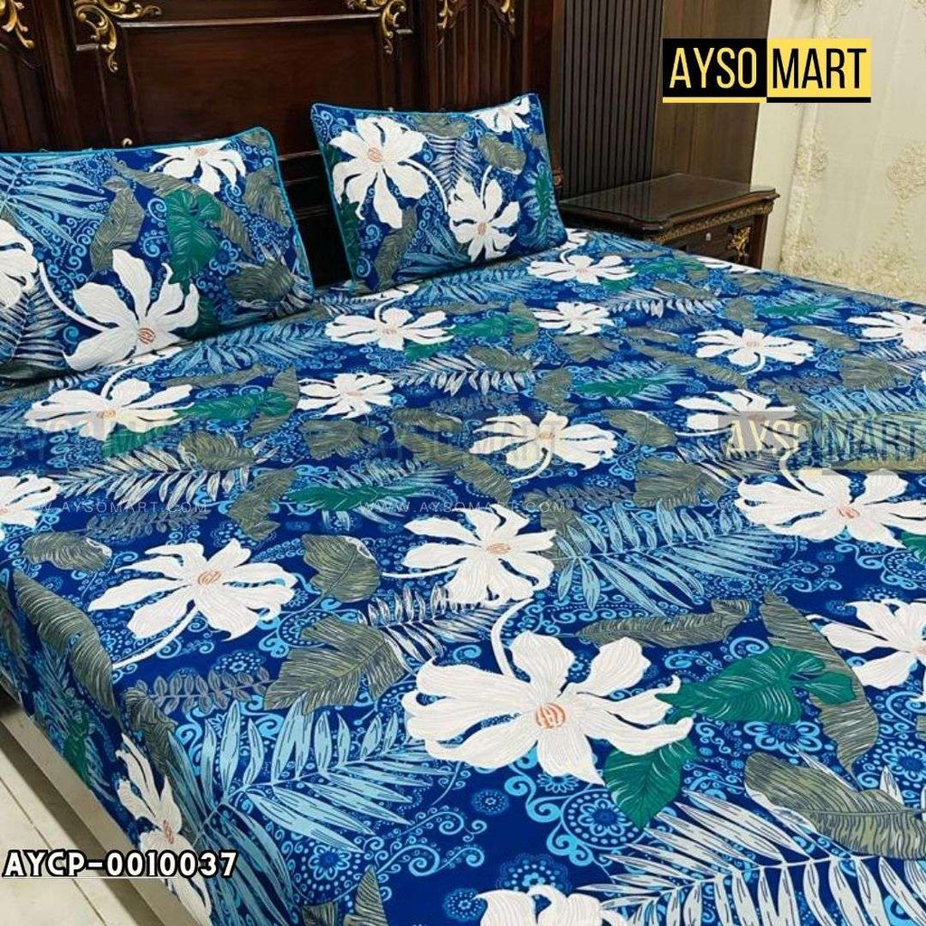 Bluebud Floral 3D Crystal Cotton Plus Bedsheet AYCP-001037