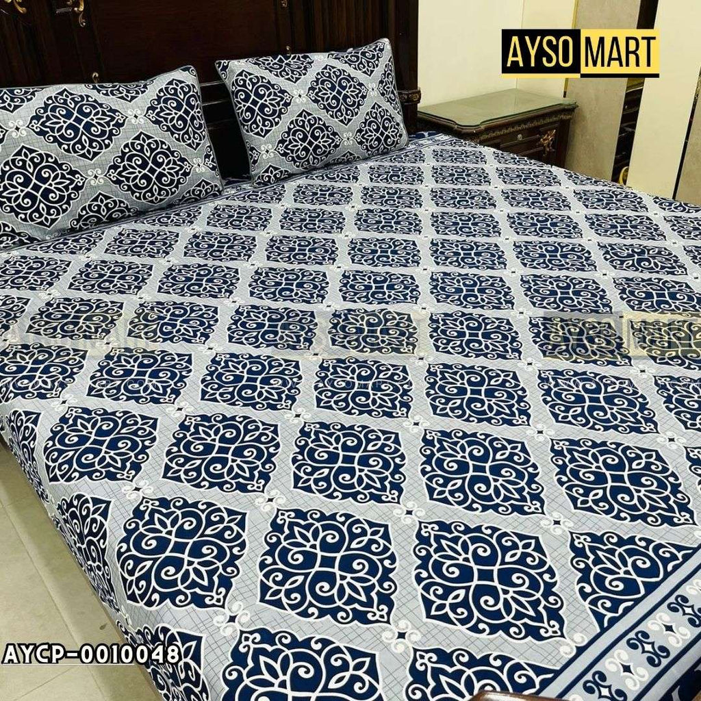 Blue Jewels plus 3D Crystal Cotton Plus Bedsheet AYCP-001048
