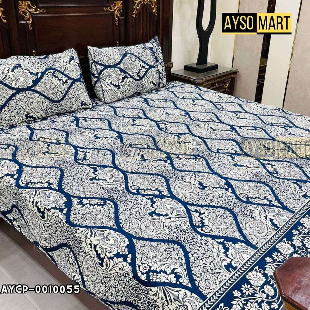 Blue Zag 3D Crystal Cotton Plus Bedsheet AYCP-001055