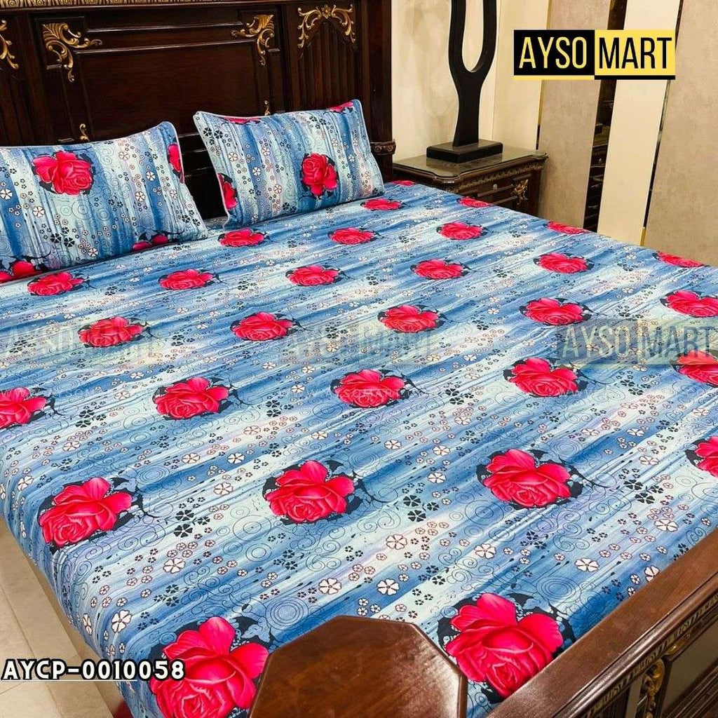 Rose Ocean 3D Crystal Cotton Plus Bedsheet AYCP-001058