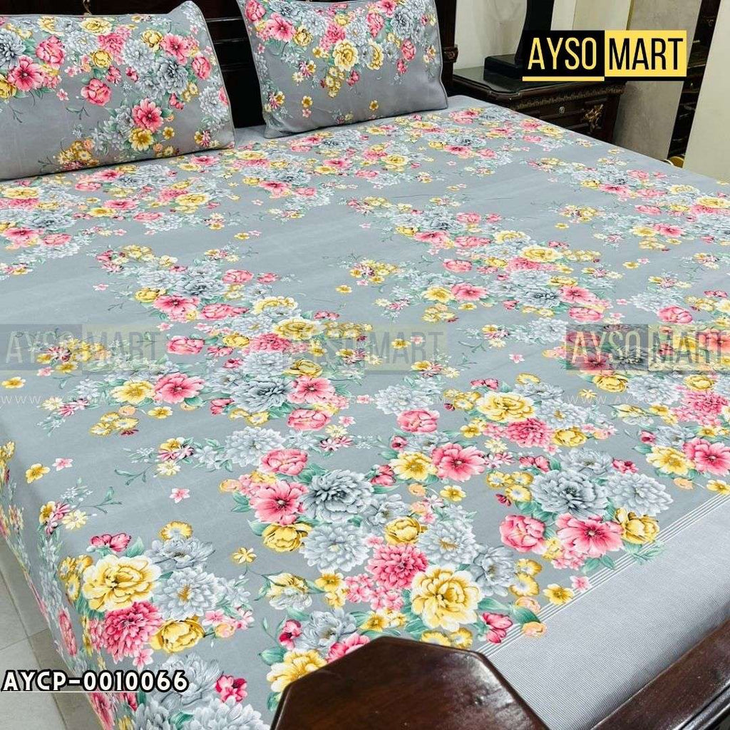 Grey Land 3D Crystal Cotton Plus Bedsheet AYCP-001066