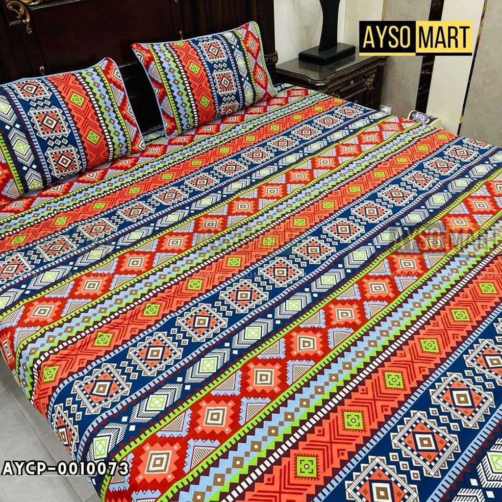 Multi Check 3D Crystal Cotton Plus Bedsheet AYCP-001073