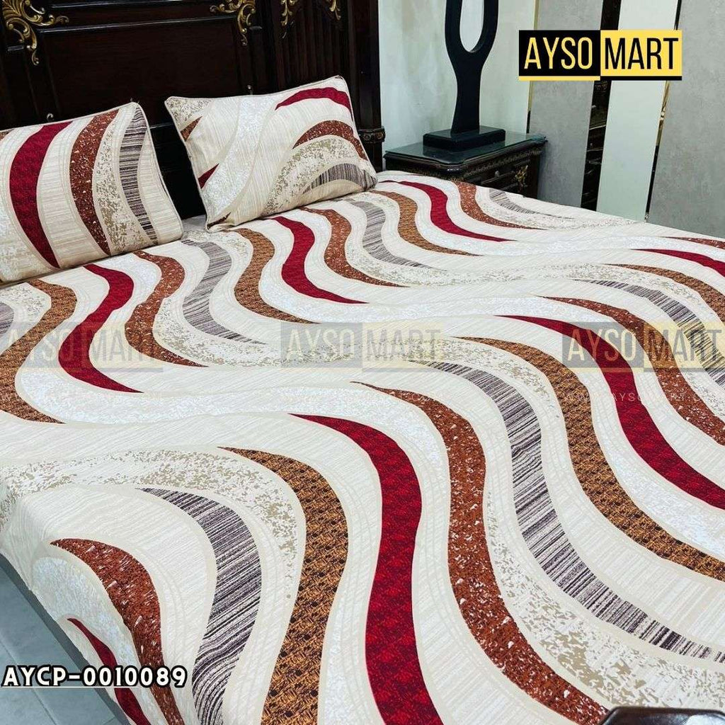 Layers Red 3D Crystal Cotton Plus Bedsheet AYCP-001089