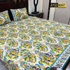 Green Floral Diamond 3D Crystal Cotton Plus Bedsheet AYCP-001097