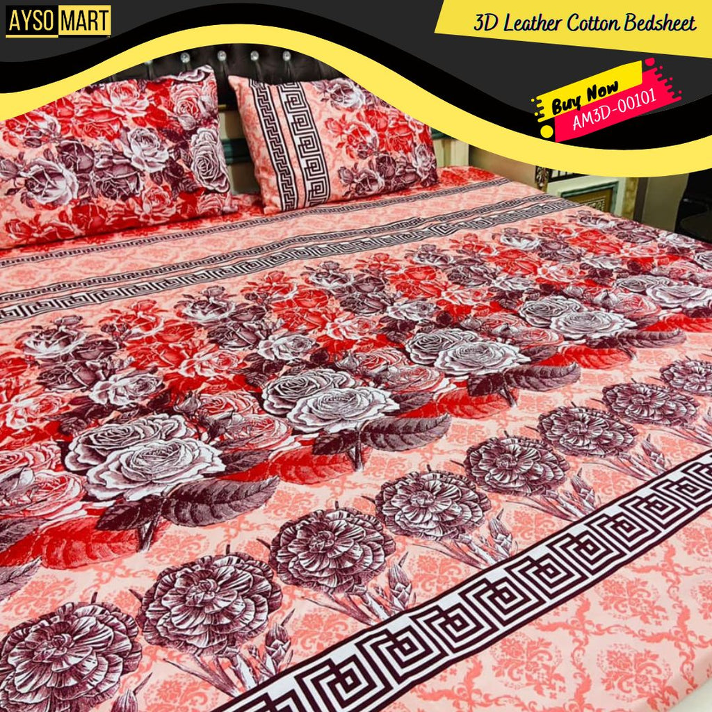 3D Leather Cotton Bedsheet AM3D-00101