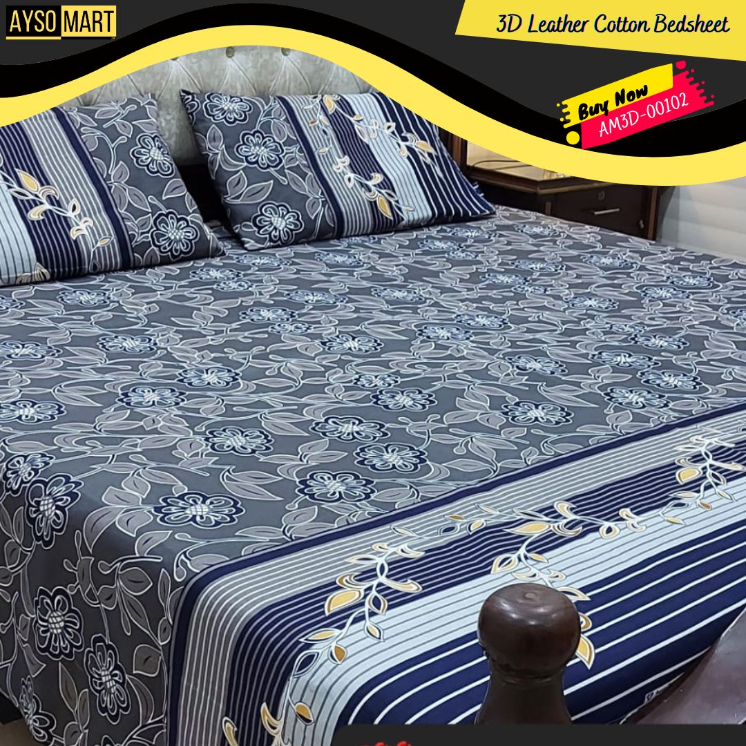 3D Leather Cotton Bedsheet AM3D-00102